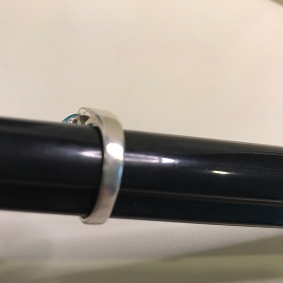 Silver Ring with Rhinestones/Aquamarine Stone - Picture 4 of 6